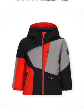 Obermeyer Red, Black & Gray Colorblock Hooded Puffer Jacket